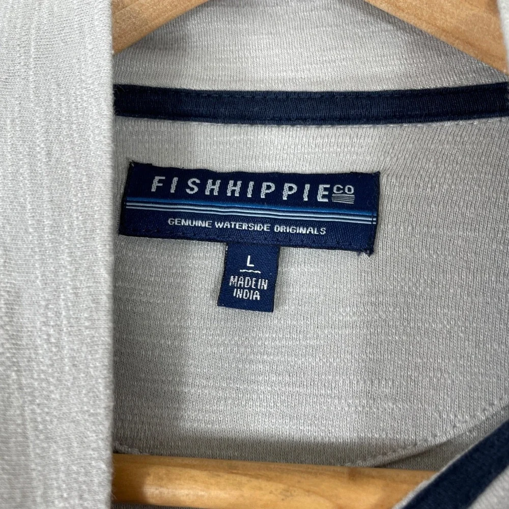 Fish Hippie Co Quarter Zip Pullover Mens Large Gray Waterside Original Coastal